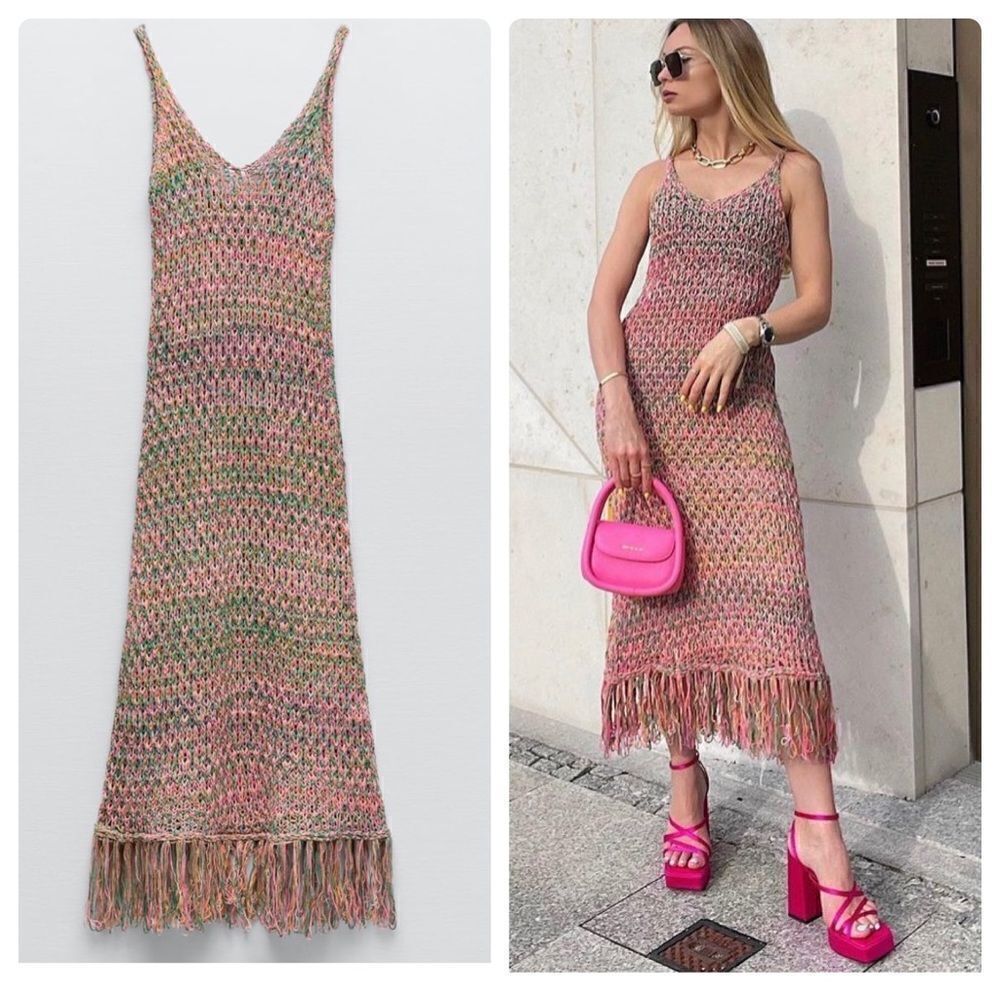 Zara Knit Fringe Dress New - Picture 1 of 6